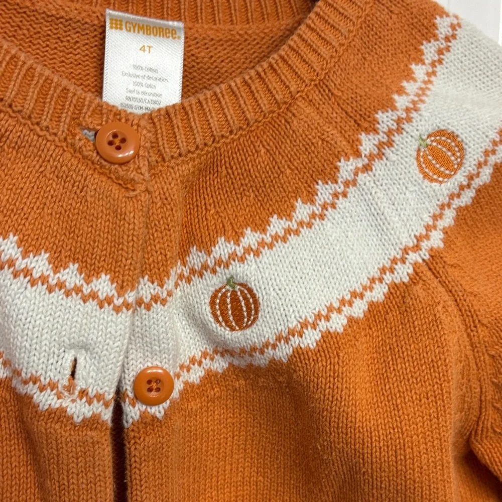 Gymboree Kids Orange Pumpkin Cardigan Sweater